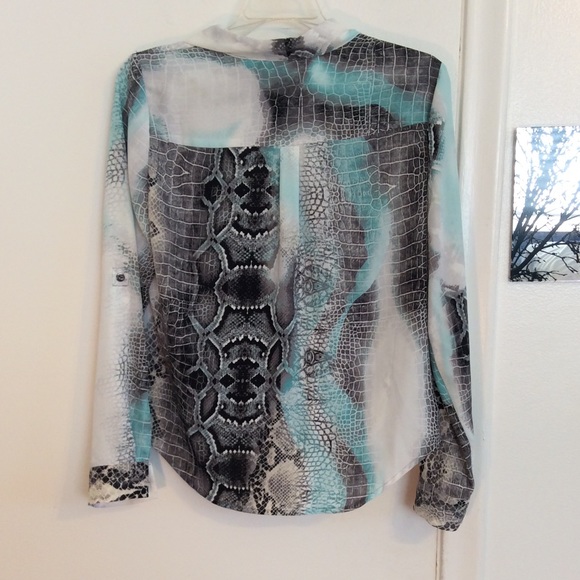 Alfani Reptile Print Cross Over Draped Blouse - Picture 6 of 6